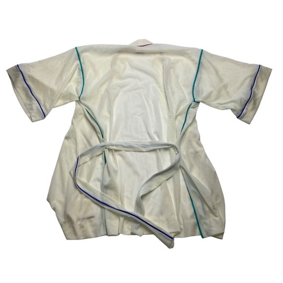 DeWeese Design Swim and Sun Fashions Sheer Robe Cover Up White- Blue Red Size Me - Picture 6 of 7